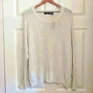 NWT Verve Tunic Sweater Size L Metallic Cream Color Sheer Shin Holiday